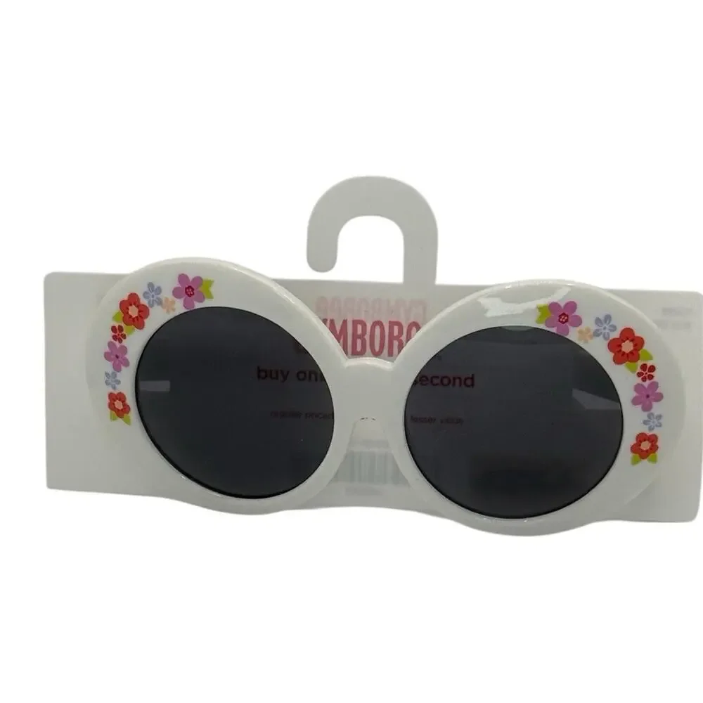 Gymboree Tea Garden Sunglasses Floral White Round Kids Toddler UV Protection NWT